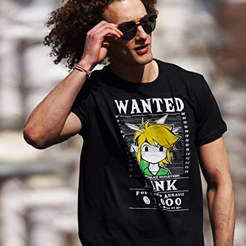 T-Shirt Hombre Manga Corta - Link The Legend - Camiseta Friki Zelda Gamer Hyrule Negra L