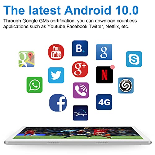 Tablet 10 Pulgadas, SUMTAB Android 10.0 Tableta, 8 núcleos, 4GB RAM + 64GB ROM, Pantalla G + G, Bluetooth, Soporte Netflix, Tiktok,Google Play