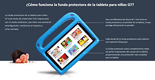 Tablet para Niños 7 Pulgadas Android 11 con 32 GB ROM 2 GB RAM, WiFi, Bluetooth, Control Parental, Play Store Instalado, Cámara Dual, Expansión MicroSD, con Estuche para Tableta (Azul)
