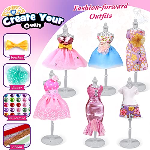 Tacobear Diseña la Moda Niñas Niños Fashion Designer Kit Costura con Cuaderno de Bocetos de Moda Maniquí Costura Accesorios Kit Manualidades Niños 8 9 10 11 12 13 Años Regalo Fashion Designer Niños