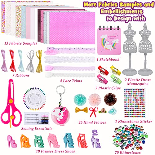 Tacobear Diseña la Moda Niñas Niños Fashion Designer Kit Costura con Cuaderno de Bocetos de Moda Maniquí Costura Accesorios Kit Manualidades Niños 8 9 10 11 12 13 Años Regalo Fashion Designer Niños
