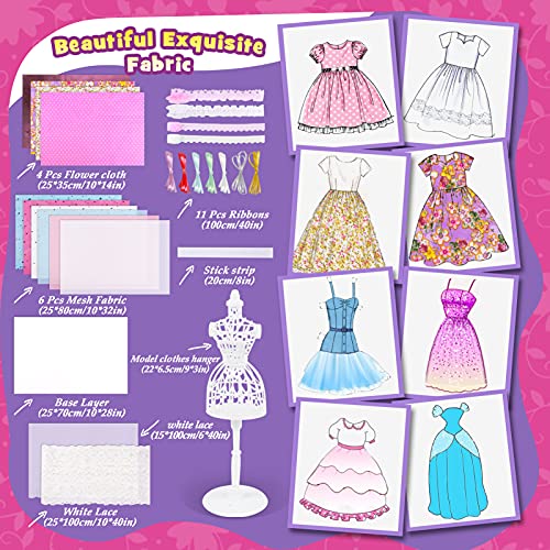 Tacobear Diseña la Moda Niñas Niños Fashion Designer Kit Costura con Cuaderno de Bocetos de Moda Maniquí Costura Accesorios Kit Manualidades Niños 8 9 10 11 12 13 Años Regalo Fashion Designer Niños