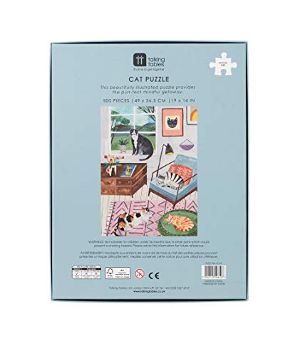 Talking Tables-De 500 Piezas casa Multicolor Jigsaw Puzzle & Poster ilustrados, Animales | para niños, Adultos, Amantes de los Gatos, cumpleaños, Color Puzzle (PUZZ-PMU-Cat)