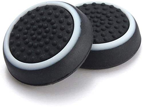 Tapa de silicona para palillo de pulgar para mandos de juego PS4, Xbox 1, PS3, Xbox 360, PS2, color negro con blanco