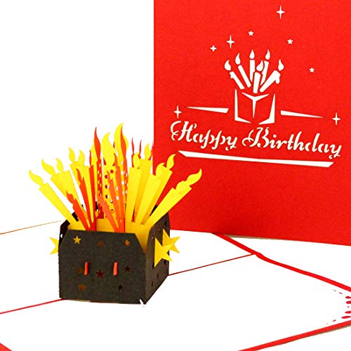 Tarjeta 3D «Birthday Candles Happy Birthday» – Tarjeta de felicitación 3D «Greeting & Congratulations Cards as Little Gift, voucher & Packaging – Tarjeta de nacimiento desplegable en inglés
