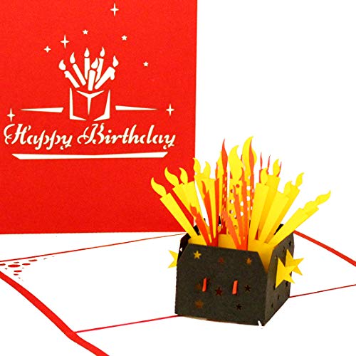Tarjeta 3D «Birthday Candles Happy Birthday» – Tarjeta de felicitación 3D «Greeting & Congratulations Cards as Little Gift, voucher & Packaging – Tarjeta de nacimiento desplegable en inglés
