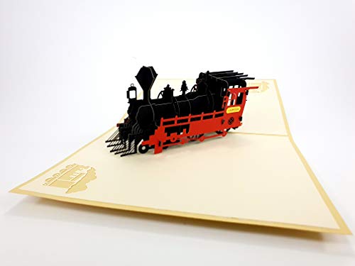 Tarjeta 3D pop-up de tren masivo locomotora 2 Steam Train Pop-up Card Hobby Passion Tarjeta de cumpleaños Día del papá Feliz cumpleaños