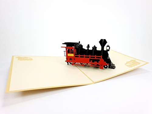 Tarjeta 3D pop-up de tren masivo locomotora 2 Steam Train Pop-up Card Hobby Passion Tarjeta de cumpleaños Día del papá Feliz cumpleaños