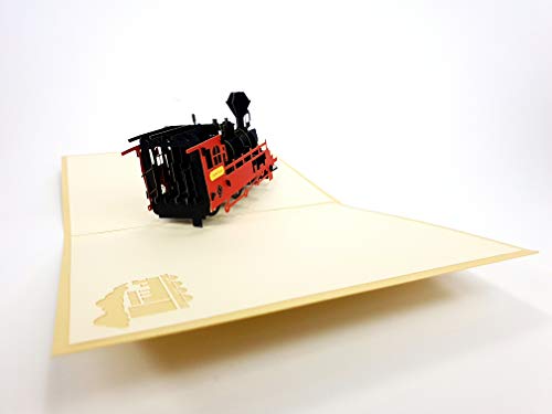 Tarjeta 3D pop-up de tren masivo locomotora 2 Steam Train Pop-up Card Hobby Passion Tarjeta de cumpleaños Día del papá Feliz cumpleaños