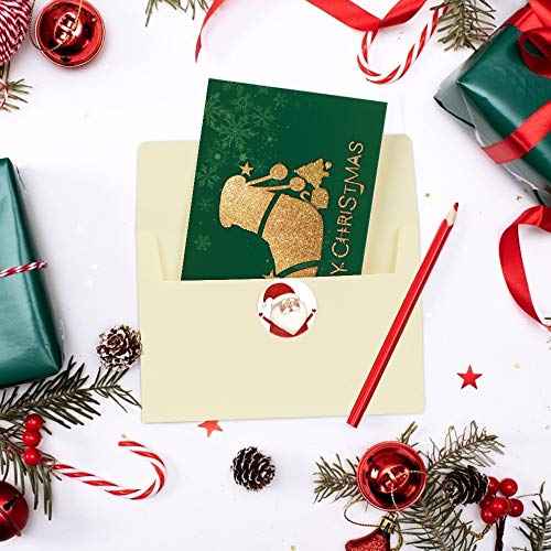 Tarjeta Navideñas de Felicitación, 24 Piezas Tarjetas de Navidad con Sobres y Pegatinas, Christmas Cards Pack, Postales Navidad para Saludos Familiares
