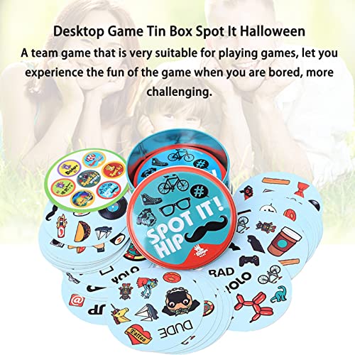 TDHLW Juegos de Mesa Juego de Escritorio para niños Juegos de Cartas Spot It Tin Box Juego de Escritorio de Rompecabezas de Halloween Spot It,E