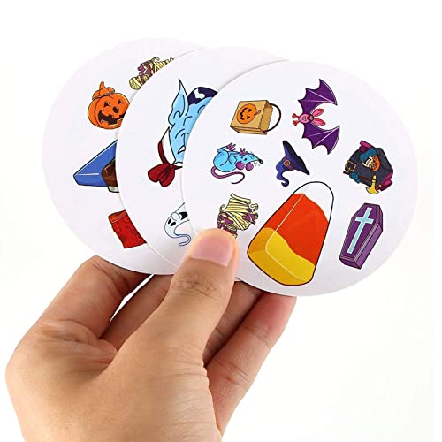 TDHLW Juegos de Mesa Juego de Escritorio para niños Juegos de Cartas Spot It Tin Box Juego de Escritorio de Rompecabezas de Halloween Spot It,E