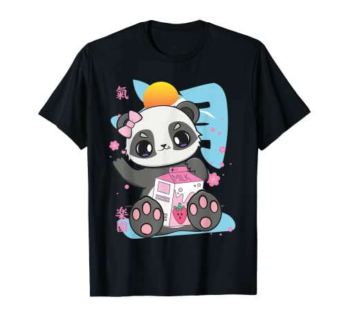 Té de leche de fresa Panda Bebiendo Boba Cup Sakura Zoólogo Camiseta