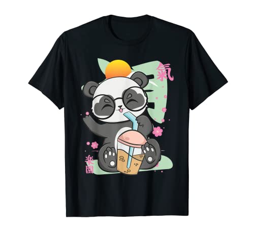 Té de leche de fresa Panda Bebiendo Boba Cup Sakura Zoólogo Camiseta