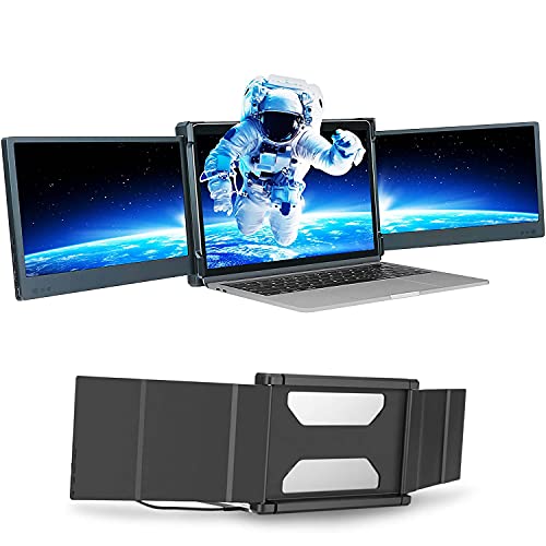 Teamgee Monitor portátil para ordenador portátil de 12 pulgadas Full HD 1080p IPS pantalla dual, extensor de pantalla triple, compatible con portátiles Mac Windows Chrome de 13 a 16 pulgadas