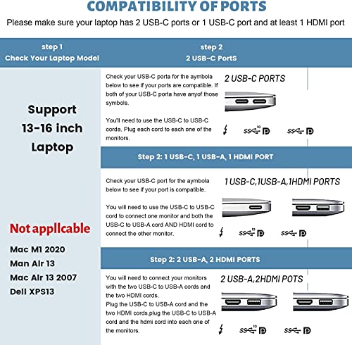 Teamgee Monitor portátil para ordenador portátil de 12 pulgadas Full HD 1080p IPS pantalla dual, extensor de pantalla triple, compatible con portátiles Mac Windows Chrome de 13 a 16 pulgadas