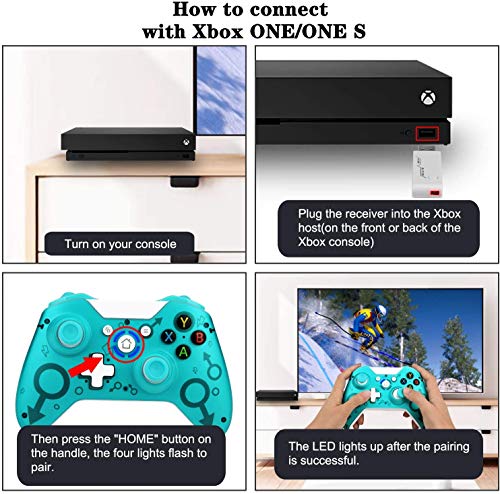 TechKen Mando inalámbrico para Xbox One, 2,4 GHz con orificio para auriculares compatible con Xbox One S/X, PS3 y PC [azul]