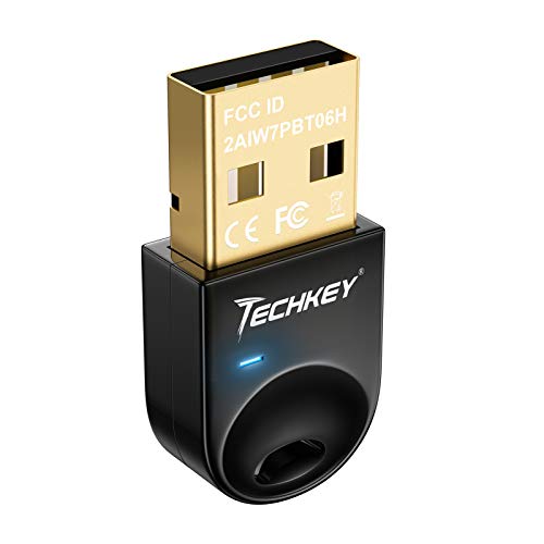 Techkey Adaptador USB Bluetooth 4.0, Bluetooth dongle CSR 4.0 Transmisor Receptor Bluetooth para PC Laptop Desktop para Auriculares Teclado Mouse Compatible con Windows 10/8/7/ XP