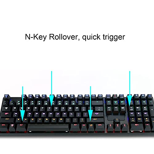 Teclado mecánico para Juegos RGB de 108 Teclas con N-Key Rollover para Jugadores de PC, 14 Modos de retroiluminación RGB, Teclado con Cable de suspensión para Escritorio, computadora y PC