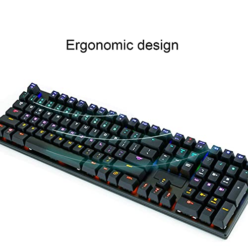 Teclado mecánico para Juegos RGB de 108 Teclas con N-Key Rollover para Jugadores de PC, 14 Modos de retroiluminación RGB, Teclado con Cable de suspensión para Escritorio, computadora y PC