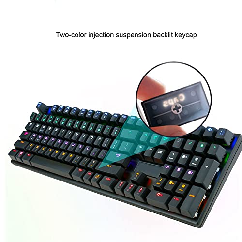 Teclado mecánico para Juegos RGB de 108 Teclas con N-Key Rollover para Jugadores de PC, 14 Modos de retroiluminación RGB, Teclado con Cable de suspensión para Escritorio, computadora y PC