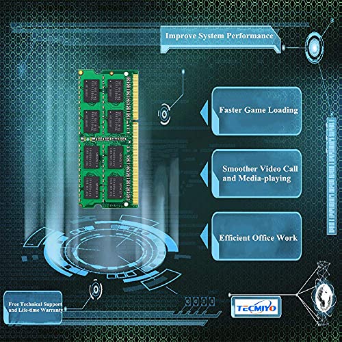 TECMIYO 16GB DDR3(2x8GB) PC3L 12800s sodimm DDR3L / DDR3 1600MHz CL11 PC3-12800 1.35V/1.5V 204Pin Non-ECC Unbuffered SODIMM Laptop Memory Ram Module for Mac, Intel and AMD System