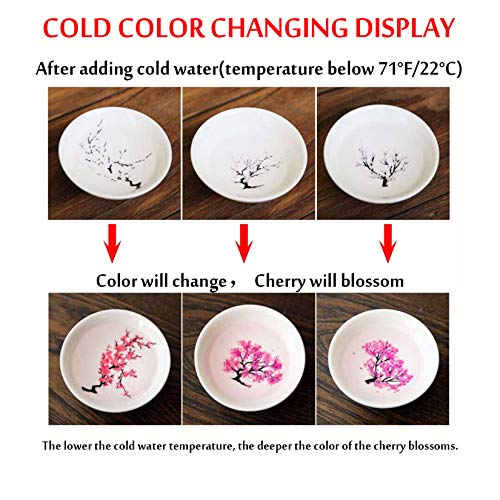 Temperatura fría y caliente Color cambiante Sakura Sake Cup Japonés Cereza/Melocotón/Ciruela Flores Sake Set de vino Taza de té (caja de papel)