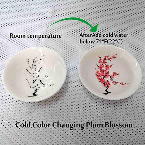 Temperatura fría y caliente Color cambiante Sakura Sake Cup Japonés Cereza/Melocotón/Ciruela Flores Sake Set de vino Taza de té (caja de papel)