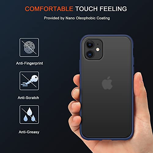 TENDLIN Funda Compatible con iPhone 11, Carcasa Protectora Anti Choques con Duro Translúcida Mate Panel Posterior y Marco de Silicona Suave Cómoda Case - Azul Mate