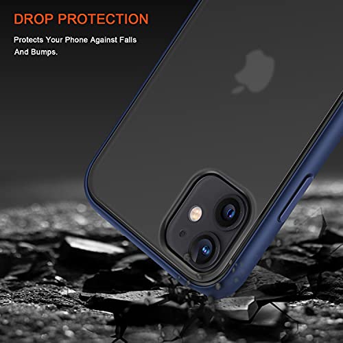 TENDLIN Funda Compatible con iPhone 11, Carcasa Protectora Anti Choques con Duro Translúcida Mate Panel Posterior y Marco de Silicona Suave Cómoda Case - Azul Mate