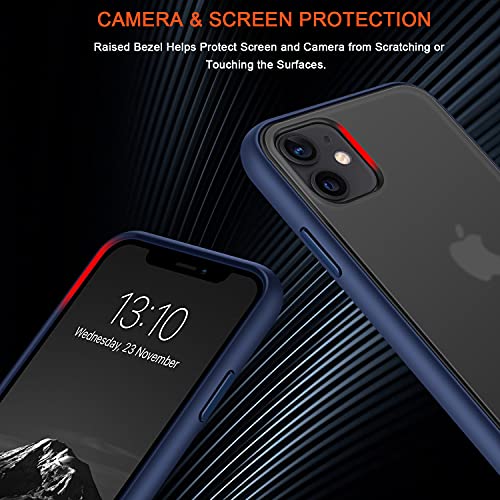 TENDLIN Funda Compatible con iPhone 11, Carcasa Protectora Anti Choques con Duro Translúcida Mate Panel Posterior y Marco de Silicona Suave Cómoda Case - Azul Mate