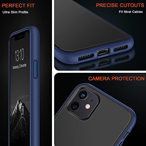 TENDLIN Funda Compatible con iPhone 11, Carcasa Protectora Anti Choques con Duro Translúcida Mate Panel Posterior y Marco de Silicona Suave Cómoda Case - Azul Mate
