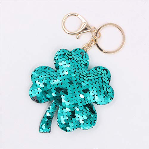 TENDYCOCO – Llavero de lentejuelas con trébol de cuatro hojas (5 unidades)