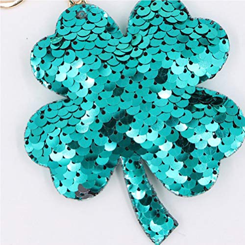 TENDYCOCO – Llavero de lentejuelas con trébol de cuatro hojas (5 unidades)