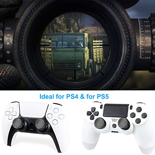 TEUVO Thumb Grips para PS4 y para PS5, 2 Piezas Silicona Thumbsticks Joystick Grips para Mejorar la Precisión de la Puntería y el Control, Negro