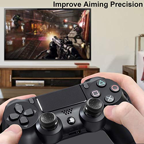 TEUVO Thumb Grips para PS4 y para PS5, 2 Piezas Silicona Thumbsticks Joystick Grips para Mejorar la Precisión de la Puntería y el Control, Negro