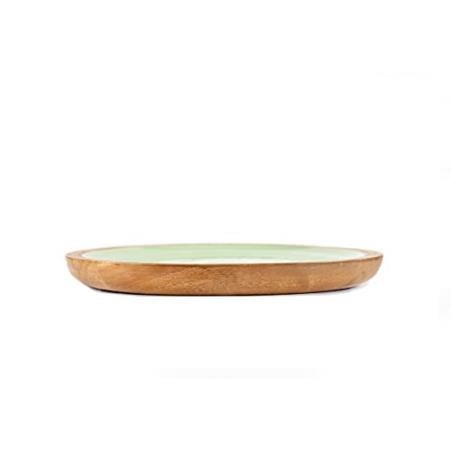 THE CHEF COLLECTION – Plato llano redondo de madera con esmalte en colores, Colección Nature Color, hecho a mano, Ø30,5x2,5 cm (Verde)