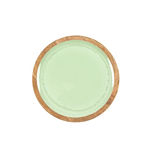 THE CHEF COLLECTION – Plato llano redondo de madera con esmalte en colores, Colección Nature Color, hecho a mano, Ø30,5x2,5 cm (Verde)