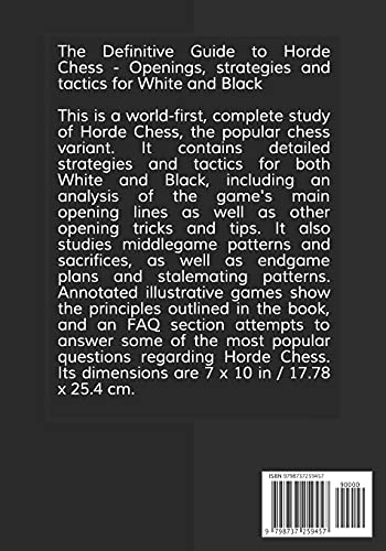 The Definitive Guide to Horde Chess: Openings, strategies and tactics for White and Black (Chess Variants Theory Books)
