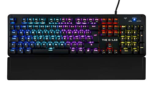 THE G-LAB Keyz Carbon E - O Teclado Gaming Mecânico PORTUGUÊS – Teclado Gamer de Alto Desempenho de Interruptor Azul, Retroiluminação LED Multicolor, 100% Anti-Ghsoting - PC PS4 Xbox One (Preta)