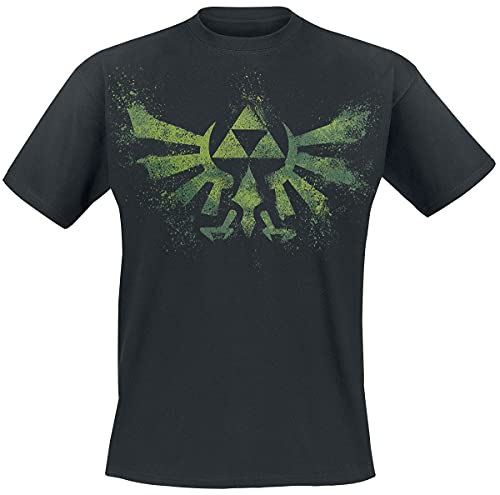 The Legend of Zelda Wingcrest - Triforce Hombre Camiseta Negro L, 100% algodón, Regular