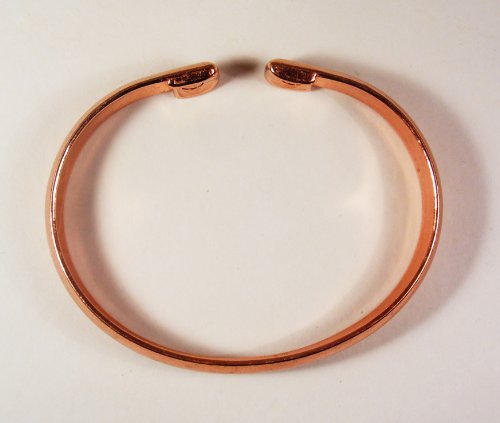 The Online Bazaar Brazalete de Cobre Magnético Acabado Alisado para Hombre o Mujer con Grabado - Juego de Anillo y Pulsera - Tamaño grande: 22-25mm