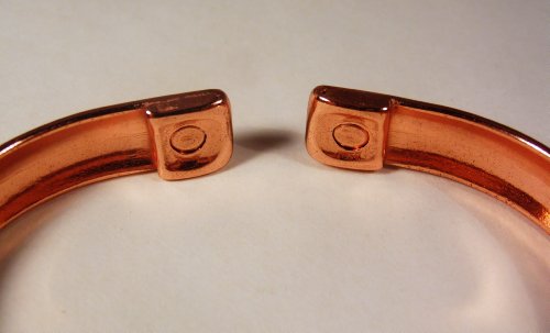 The Online Bazaar Brazalete de Cobre Magnético Acabado Alisado para Hombre o Mujer con Grabado - Juego de Anillo y Pulsera - Tamaño grande: 22-25mm