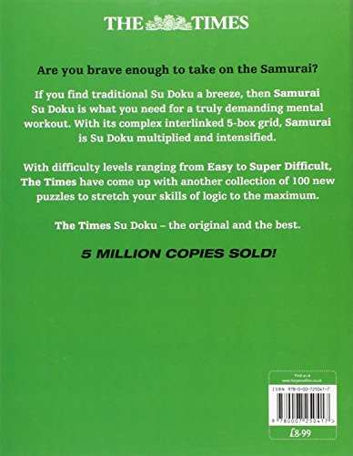 THE TIMES SAMURAI SU DOKU Book 2: The ultimate test of brainpower. Includes Super Difficult: 100 challenging puzzles from The Times (The Times Su Doku)