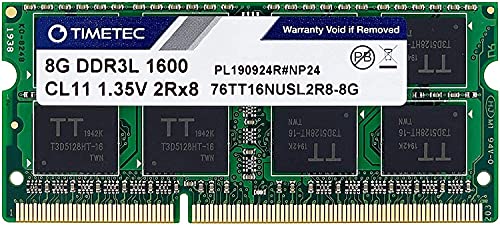 Timetec Hynix IC 8GB DDR3L 1600MHz PC3-12800 Unbuffered Non-ECC 1.35V CL11 2Rx8 Dual Rank 204 Pin SODIMM Portatil Memoria Principal Module Upgrade (8GB)