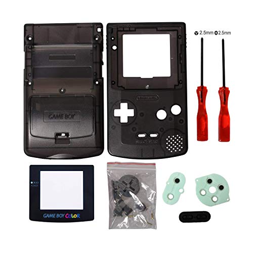 Timorn Completo Vivienda Shell Case Cover Reemplazo para GBC Gameboy Color (Transparente Negro)