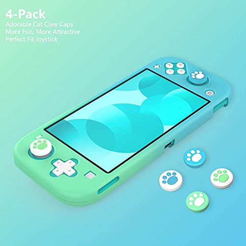 TiMOVO Funda para Switch Lite, Protector de PC Antideslizante con 4 Tapas de Agarre para Pulgar y 2 Cubiertas de Pantalla de Vidrio Templado Accesorios, Azul+ Verde