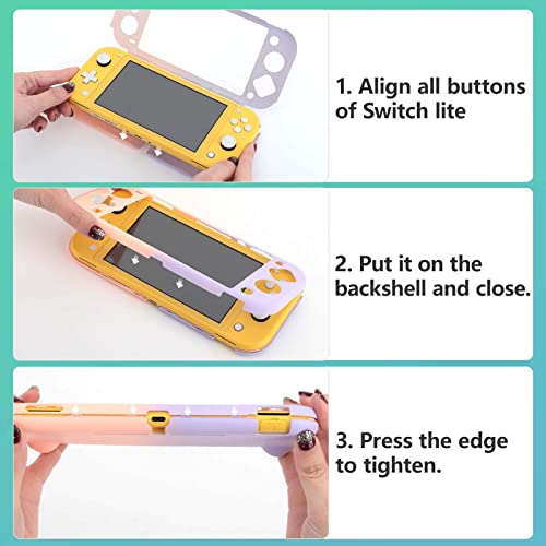 TiMOVO Funda para Switch Lite, Protector de PC Antideslizante con 4 Tapas de Agarre para Pulgar y 2 Cubiertas de Pantalla de Vidrio Templado Accesorios, Azul+ Verde