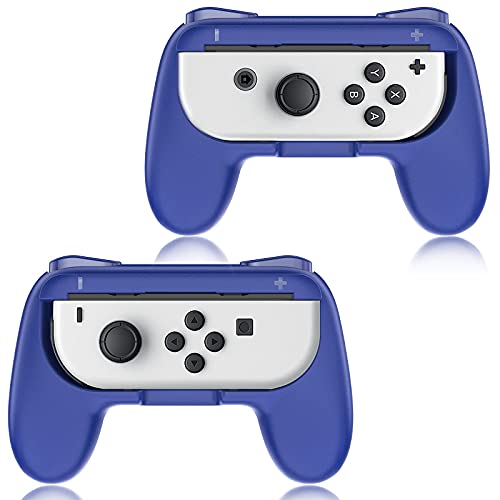 TiMOVO Grips Compatible con Nintendo Switch OLED Modelo 2021/ Switch Joy-Con, 2PCS Agarres de Manos Ergonómicos para Switch Controlador, Handle Kit Switch Accesorios de Juegos - Azul Profundo