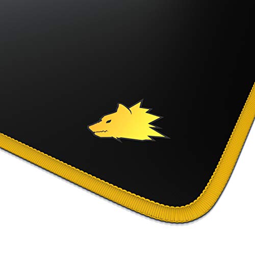 TITANWOLF - Alfombrilla de ratón de Gran tamaño 900 x 400mm - Mouse Pad Gaming XXL – Precisión y Velocidad en Juegos - Antideslizante, Resistente al Agua - Superficie de Tejido – Motivo Icon Yellow